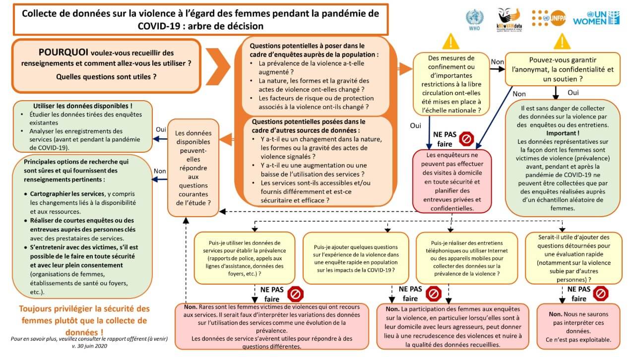 Arbre de décision : collecte de données sur la violence à l’égard des femmes pendant la pandémie de la COVID-19